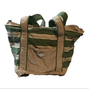 🇺🇸American Eagle 🦅 Outfitters Canvas Corduroy Beige Green Zippered Handbag
